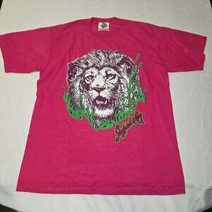 Vintage Siegfried & Roy Lion T-Shirt Hot Pink Graphic Tee men's size XL